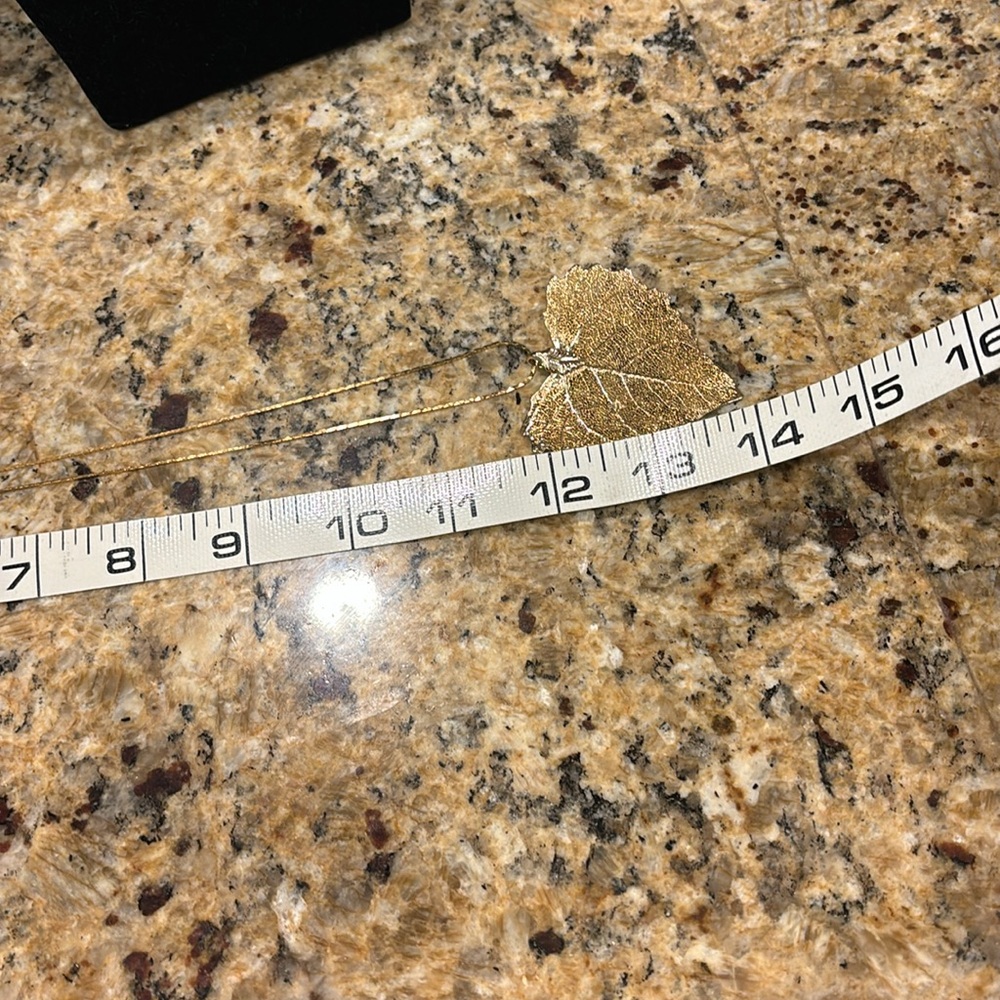 Gold Dipped Real Leaf Pendant With 2 Gold Plated … - image 4